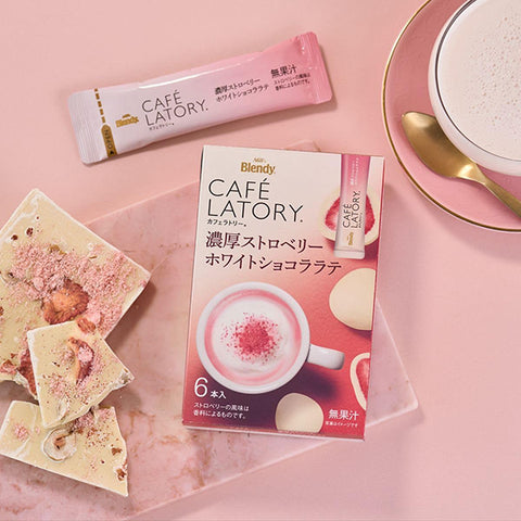 AGF Blendy Cafe Latory Rich Strawberry White Chocolate Latte 6 Sticks