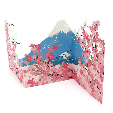 Pop-up Greeting Card - Mount Fuji and Cranes