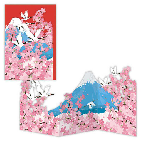 Pop-up Greeting Card - Mount Fuji and Cranes