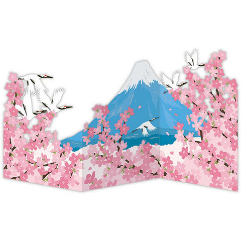 Pop-up Greeting Card - Mount Fuji and Cranes