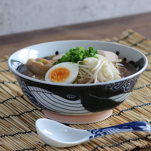 Porcelain Ramen Bowl Whale